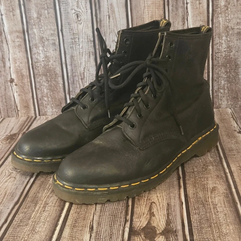 Sz 10 US/ 9 UK Mens Dr. Martens 1460 Black Leather Combat Boots Made in England